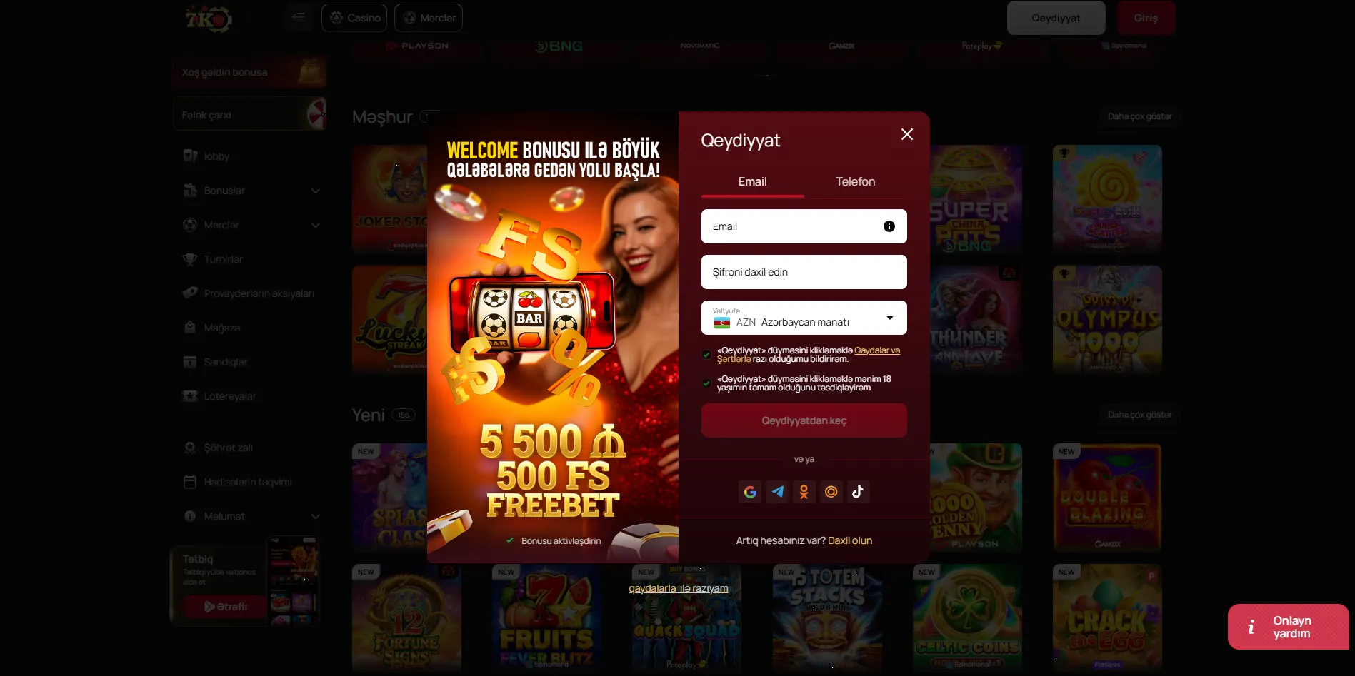 Qeydiyyat və ilkin 7K Casino giriş xoş hədiyyə ilə